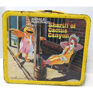 Vintage 1982 McDonald's Ronald McDonald Sheriff Cactus Canyon Metal Lunchbox